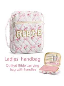 Bible Cover Case for Women Large Bible Cover with Durable Handle Quilted Bible Carrying Case for Girls Bible Study Supplies Accessories Christian Gifts