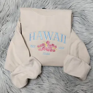 Embroidered Hawaii Aloha State Sweatshirt, Aloha Hawaii Sweatshirt