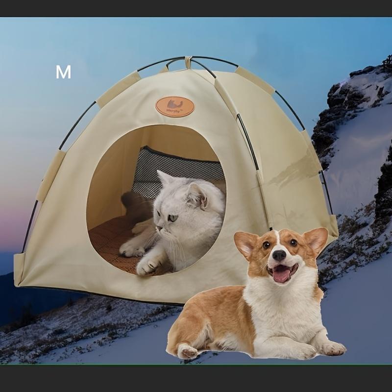 Foldable Pet Tent with Mat,Pet House, Cat Tent, For Indoor And Outdoor Use, Cat House, Pet Bed, Cat Bed, Summer, Breathable, With Cooling Pad, Washable,  Pet Room For Cats, Puppies And Small Dogs Perfect Nest for Pets in All Seasons Portable Bedding Home