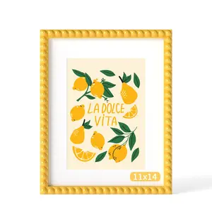 11x14 Inch Colorful Beaded Picture Frame, Display 8x10 Inch Photos with Cardboard or No Cardboard, Tempered Glass Front, Dustproof, Wall Mounted, Home Decor