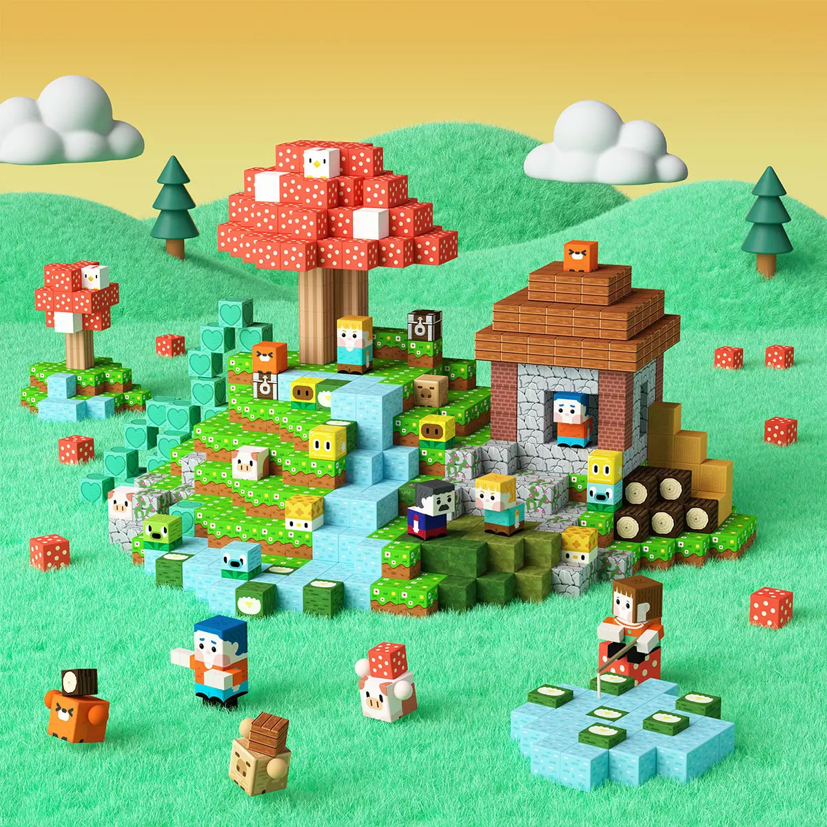 GobiDex STEM Game-based Build My Own Villages Magnetic Building Blocks Toys in Giftable Package 48/100 Pcs