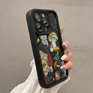 Cartoon Mushroom Pattern Phone Case, Anti-fall Mobile Phone Case, Shockproof Cases Cover Phone Cases for iPhone 16 Pro X XS MAX 11 12 13 14 15 Plus Series Case, Men Gifts iphone 16  case