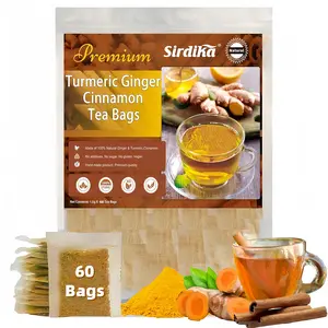 60ct Turmeric Ginger Cinnamon Tea Bags | Herbal Detox Tea for Inflammation & Digestion | Natural Wellness Drink | Caffeine-Free Sugar-Free Tea | Daily Morning Ritual