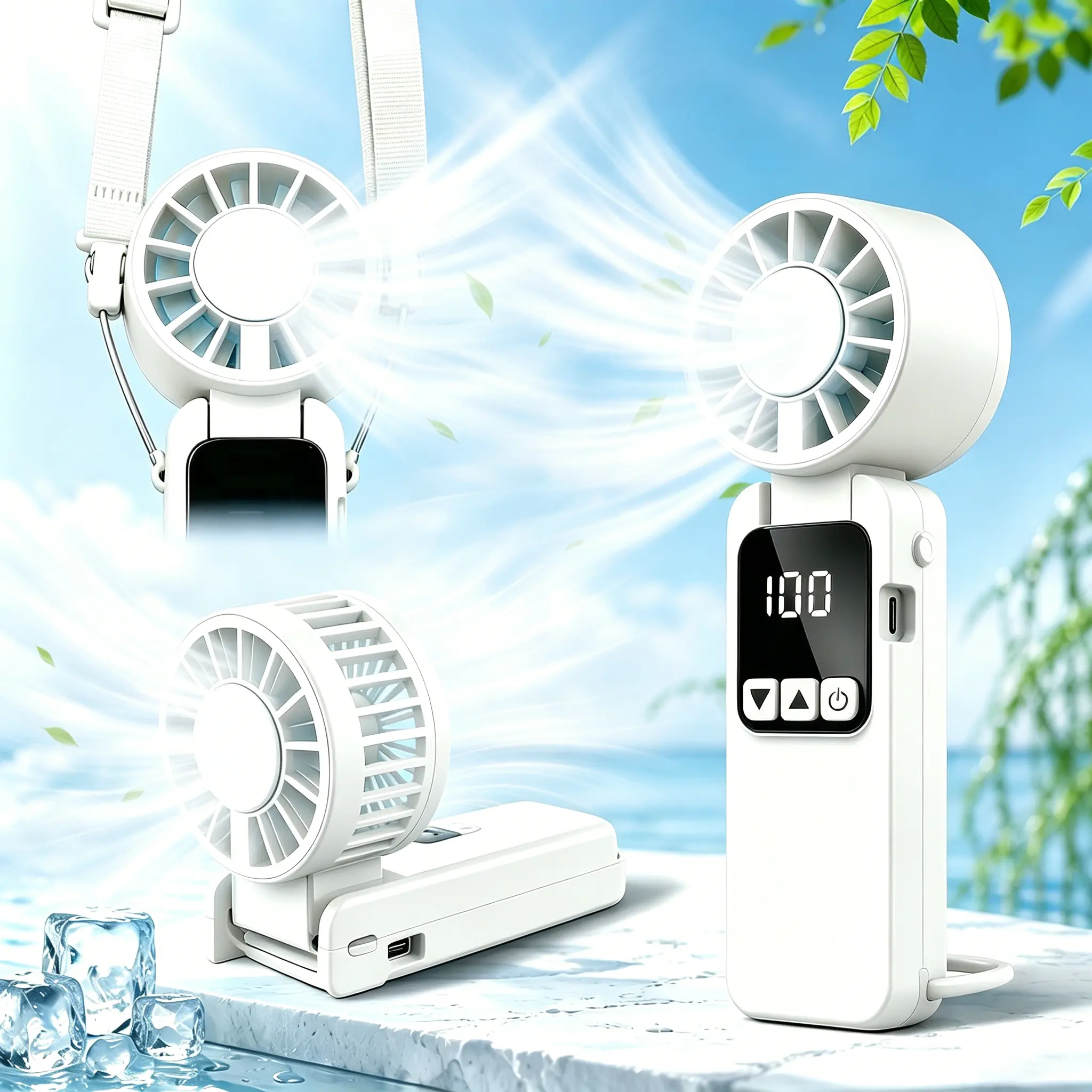 【DealsForYou】Turbo Handheld Fan – 199-Speed 6000mAh Super Powerful Rechargeable USB Cooling Beast, LED Display Foldable Mini Air Conditioner, Instant Ice-Cool Relief for Summer Heat, Travel & Outdoor Survival,summerwins