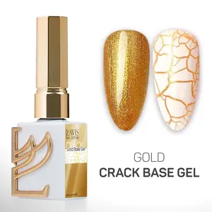 LAVIS Gold Crack Gel Base - 0.5 oz Metallic Glitter Nail Art Base for Unique Shattered Effects