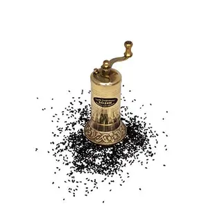 Handmade Sozen Black Seed Grinder Manual Brass Mill 4.33'', Portable Stainless Steel Conical Burr Black Seed Mill, Portable Hand Crank Turkish Black Seed Grinder, Sozen Black Seed Grinder