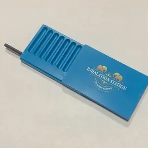 Inhalation Station Turquoise Blue 7 Slot Sforage Box with Slide Out Straw Ergonomically Designed Safe Clean Elegant Storage Solution