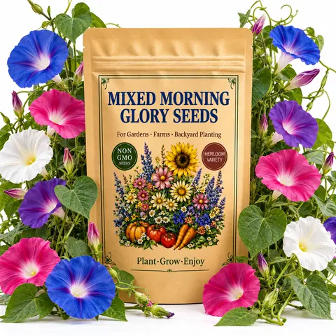 100 Mixed Morning Glory Seeds for Planting, Colorful Trumpet Flowers for Garden Trellises