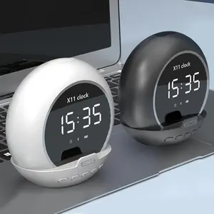 STONEGO Portable Wireless Speaker, Rechargeable Alarm Clock Speaker with Phone Holder, Multifunctional Digital Mini Speaker for Home