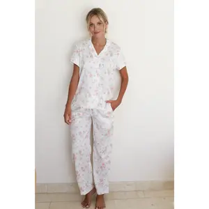 White Rose Satin Midnight Pajamas