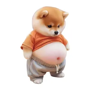 3Pcs Cute 3D raised Shiba Inu Belly Sticker - Soft Gel Pet Decal for Phones, Laptops, Fridge & Door Handle Bumper