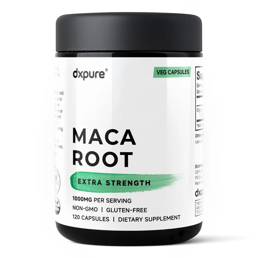 Peruvian Maca Root Capsules 1000mg, High Potency Daily Botanical Supplement, Non-GMO, Gluten Free, Vegan Friendly, 120 Capsules
