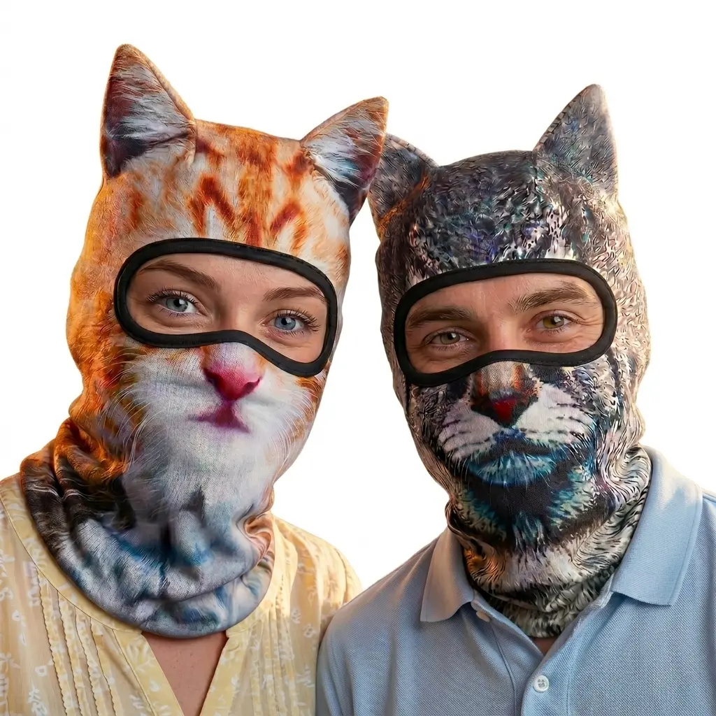 Unisex 3D Funny Stand Ears Cute Animal Cat Ski Balaclava Face Mask - Sports & Outdoor Accessories with Sunscreen for Music Festivals, Halloween Parties Mask Design Cool Mask