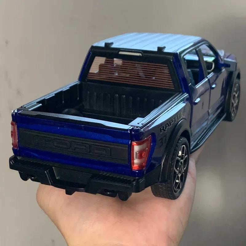 1:20 Ford Raptor F150 Pickup Truck Toy Car Model Alloy Die-cast Car Doors Openable Pull-back Car with Sound and Lights Scale Model Car Toy Suitable for Boys