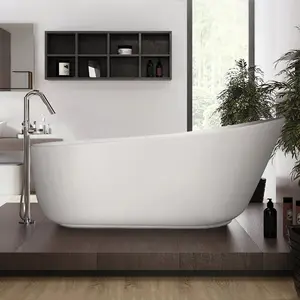 67" Freestanding Solid Surface Soaking Bathtub with Overflow RX-S06-67