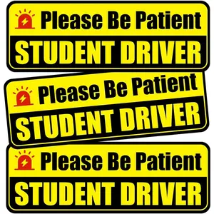 Student Driver Magnet for Car -  Please Be Patient Reflective Magnetic Bumper Sticker Set - Removable Novice Driver Safety Attention Sign - Weather-Resistant