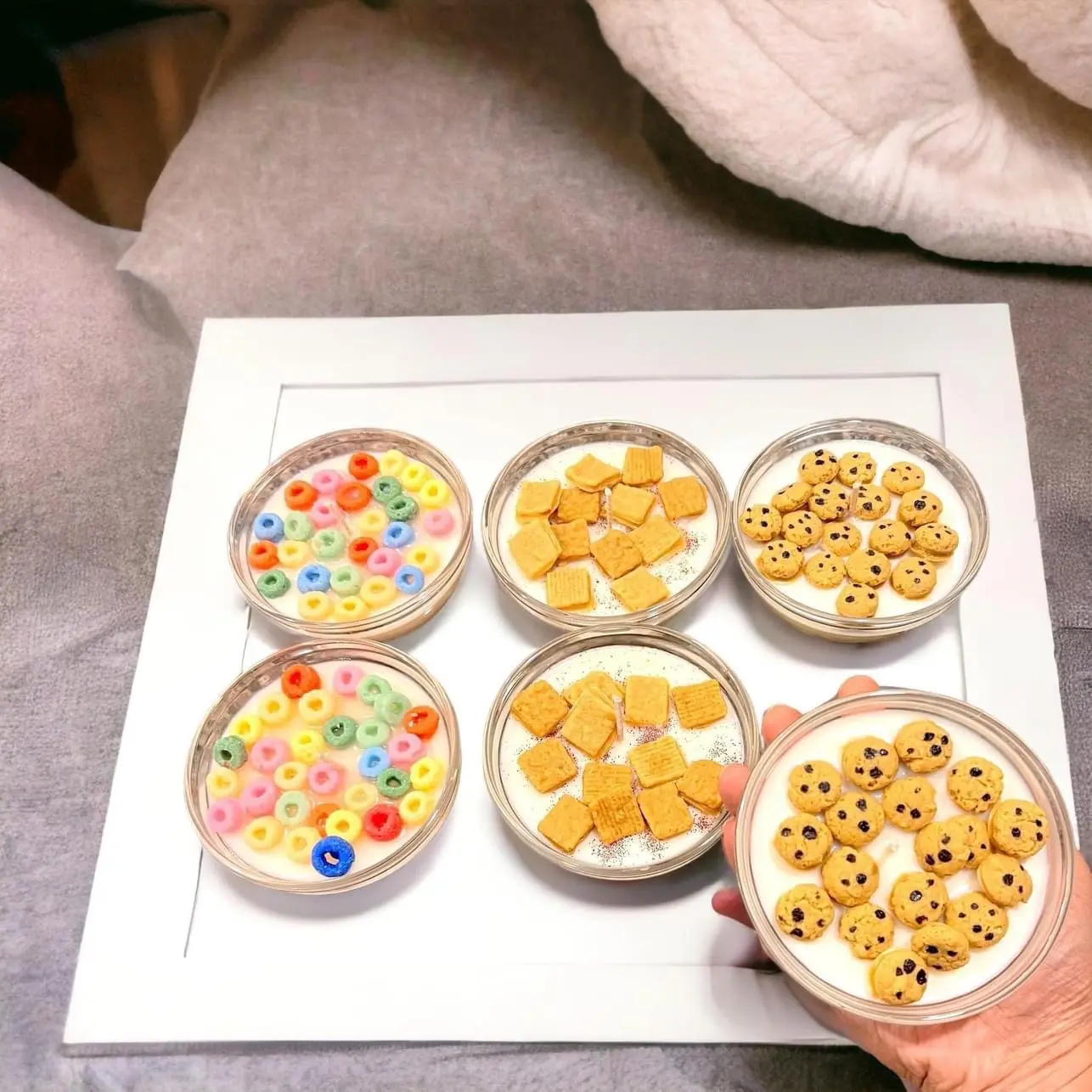 Mini Cereal Bowl Aromatherapy Candles - Froot Loopies, Trix, Coco Pops, Cinnamon Crunch Scents, 24-Month Durable Wax, Deodorant Sleep Aid, Home Decor Home Supplies, Popular Scents