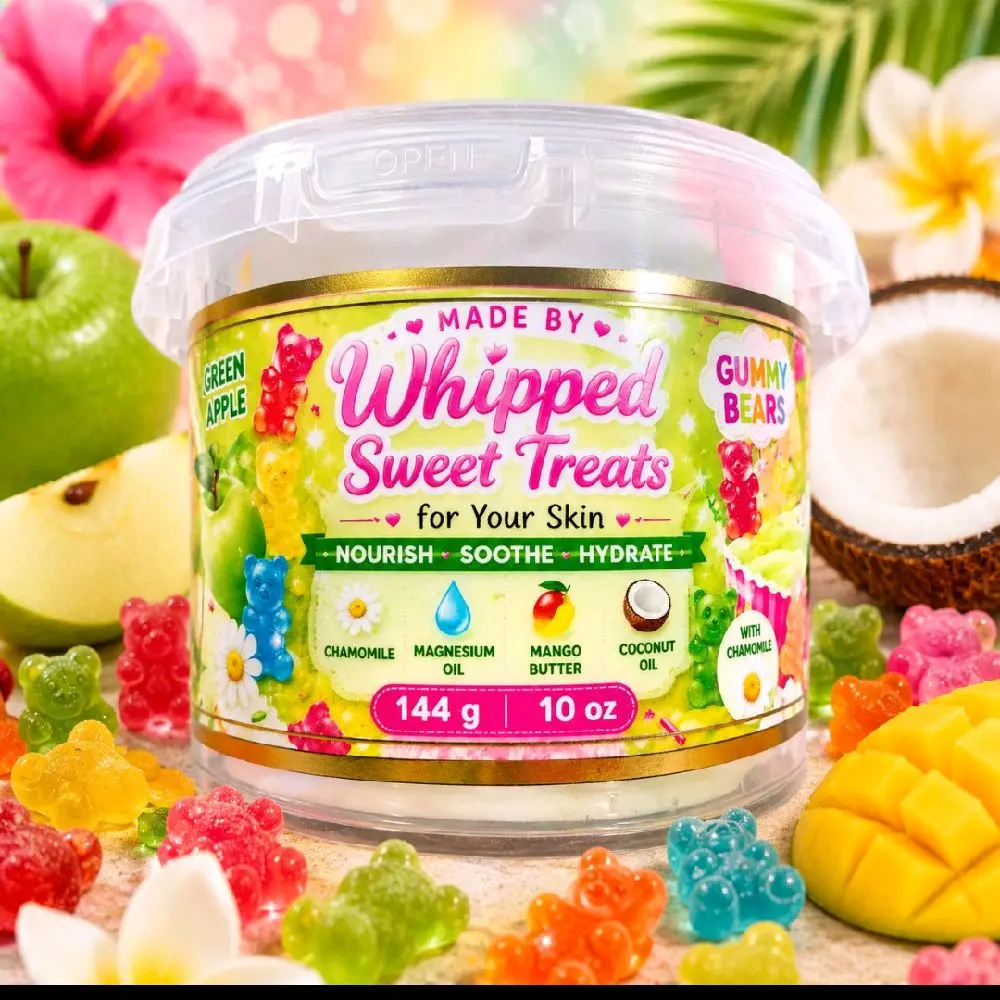 Whipped Sweet Treats Multicolor 10 oz Green Apple Gummy Bears for Your Skin whipped soap