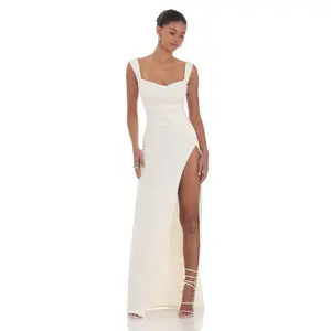 Lucy In The Sky Open Back Bow Maxi Dress in White
