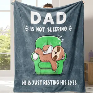 1pc Sloth Cartoon Father's Day Flannel Blanket, Soft Warm Nap Blanket for Sofa Bed, Lightweight Comfortable Throw for Home Office Travel Camping