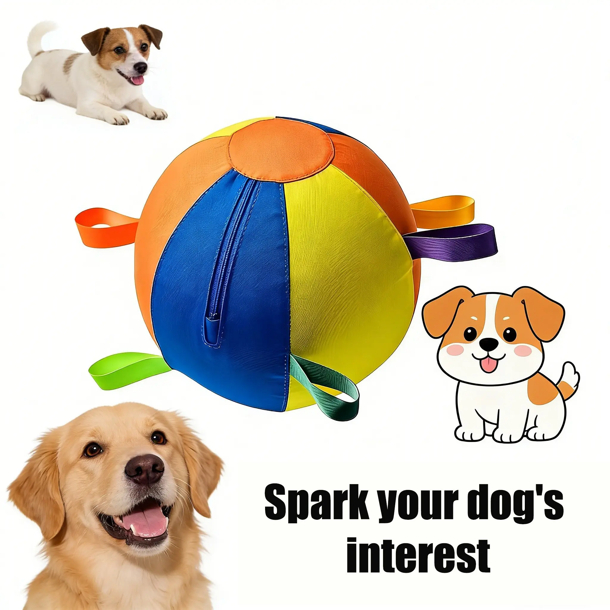 Dog Colorful Giant Toy Ball, High Elastic Inflatable Training Toy, Thick Silicone Inner Lining, Includes Air Pump, No Chewing