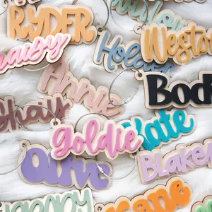 Custom 3D Acrylic Keychain - Personalized Cursive Name Engraving with Stainless Steel Ring, 10 Vibrant Colors, Suitable for Christmas Stocking Stuffers and Birthday Gifts