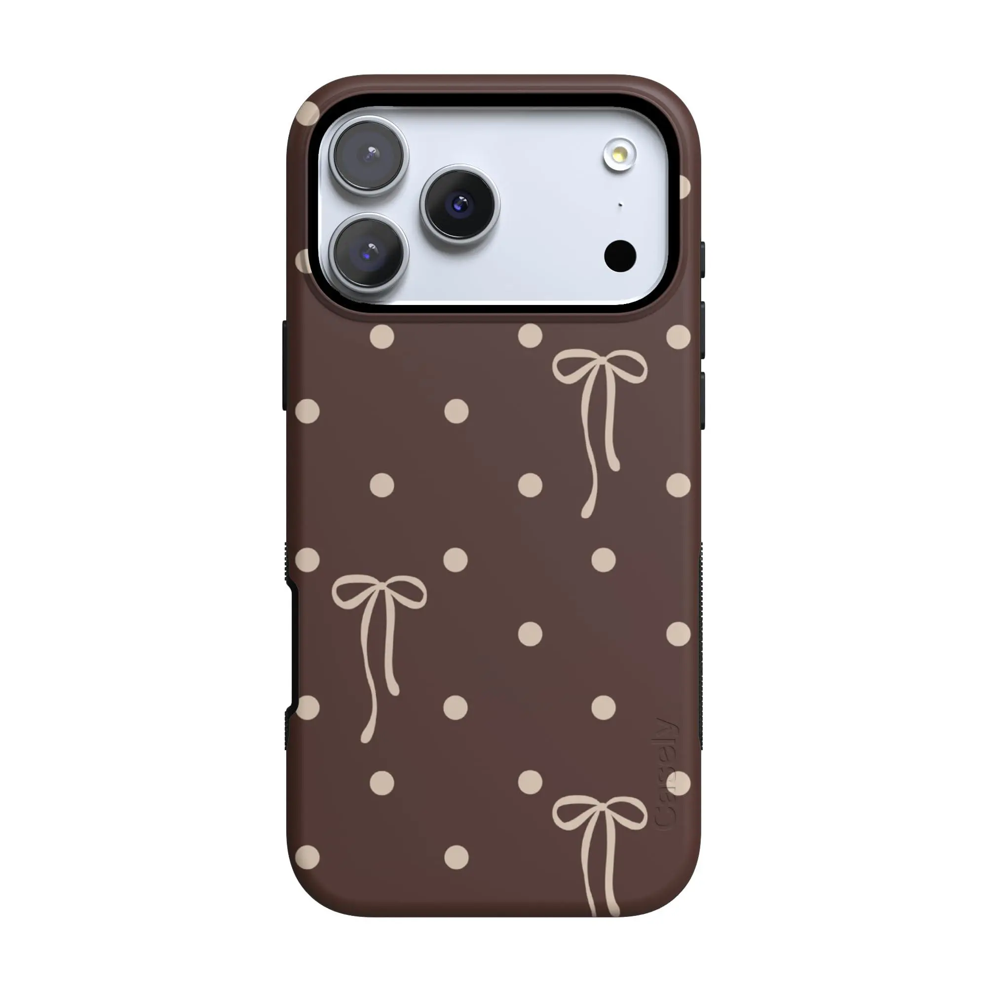Casely iPhone 17 Pro Case | Teddy Bows | Brown Polka Dot | Bold Protective Design | Compatible with MagSafe