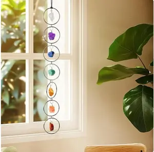7 Chakra Crystal Hanging: Natural Stones, Boho Home Decor