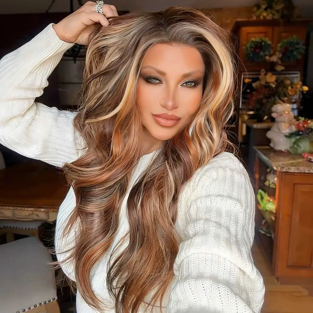 IMstyle Alanna Calico Auburn Brown and Blonde Highlight with 