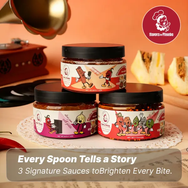 Flavors by Phoebe,chili paste,Signature Sauce Collection,Garlic Pepper, Cinnamon Pepper,Crunchy Chili Oil (Vegan, No MSG) Mild Umami Dip