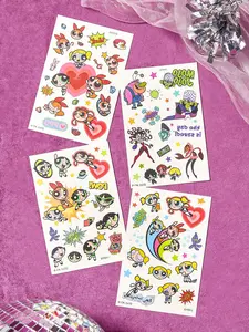 THE POWERPUFF GIRLS X SHEIN 4sheets Cartoon Figure Blossom, Bubbles, Buttercup Pattern Tattoo Sticker