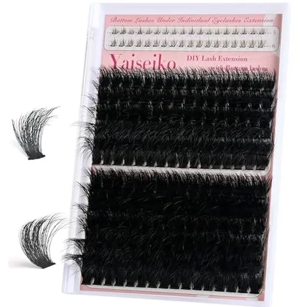 Mega Volume Lash Clusters with Bottom Lash 100D+200D Thick Eyelash Clusters 14-25mm Individual Lashes Lower Lashes D Curl Cluster Eyelash Extensions DIY Lash Extension by Yaiseiko