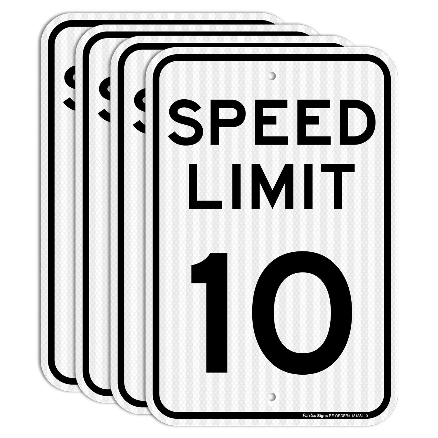 (4 Pack) 16x12 In Engineer Grade Reflective Traffic Signage - Speed Limit 10 MPH Slow Down Sign, Rust-Free Aluminium, Weather-Resistant, Waterproof, Durable Ink, Pre-Drilled Holes, Easy to Mount