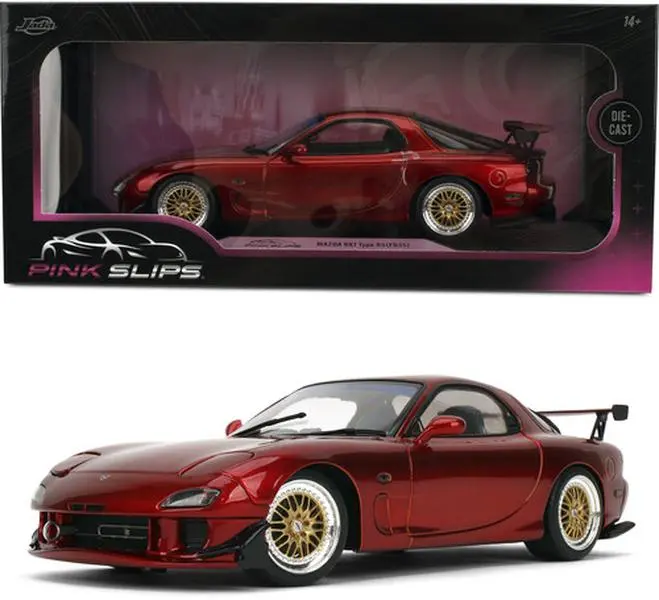 Pink Slips - 1:18 Mazda FD Rx-7 Diecast Car (Candy Red)  [COLLECTIBLES] Toy Car