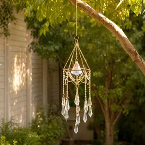 Crystal Sun Catcher, Suncatcher Prism Hanging Wind Chime, Rainbow Maker Indoor Outdoor Decor for Window Bedroom, Bless Gift