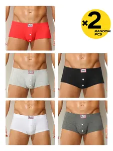 Random color 2-piece, 3-piece, 4-piece men's straight-leg underwear with U-shaped pocket fasteners. Men's underwear. Suitable for daily casual, fitness, running, fashionable and trendy underwear. Comfortable, soft, Fitted and close-fitting.
