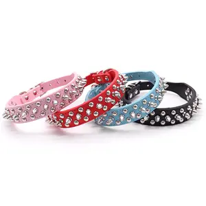 2026 Pet Collar for walking dogs, anti-bite and anti-breakaway PU rivet collar, dog neck collar, available for wholesale starting from one piece