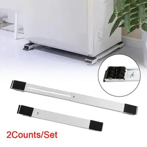 Adjustable Furniture Moving Roller Wheels, 2 Counts Washing Machine Refrigerator Stand with Brake, Rolling Base Wheels for Washing Machine