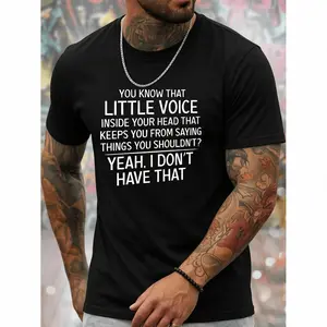 American Independence Day T-shirtFunny Little Voice Quote Navy Blue T Shirt For Men Casual Round Neck 100 Polyester Machine Washable Spring Summer Wear