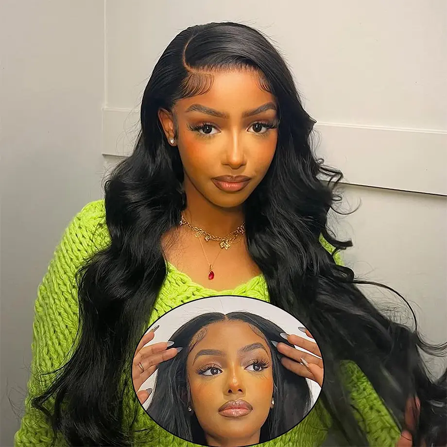 Women's Human Hair Lace Closure Wigs, 180 Density Body Wave, Glueless, Pre-Plucked, Pre-Cut, Ready-To-Wear, 6x4/5x5/7x5/9x6 Lace Sizes, Glueless Wigs