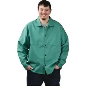 PRO-SAFE Size 2XL Green Flame Resistant/Retardant Jacket 50-52" Chest, Cotton, Snaps Closure WELD-JK-A1-2XL