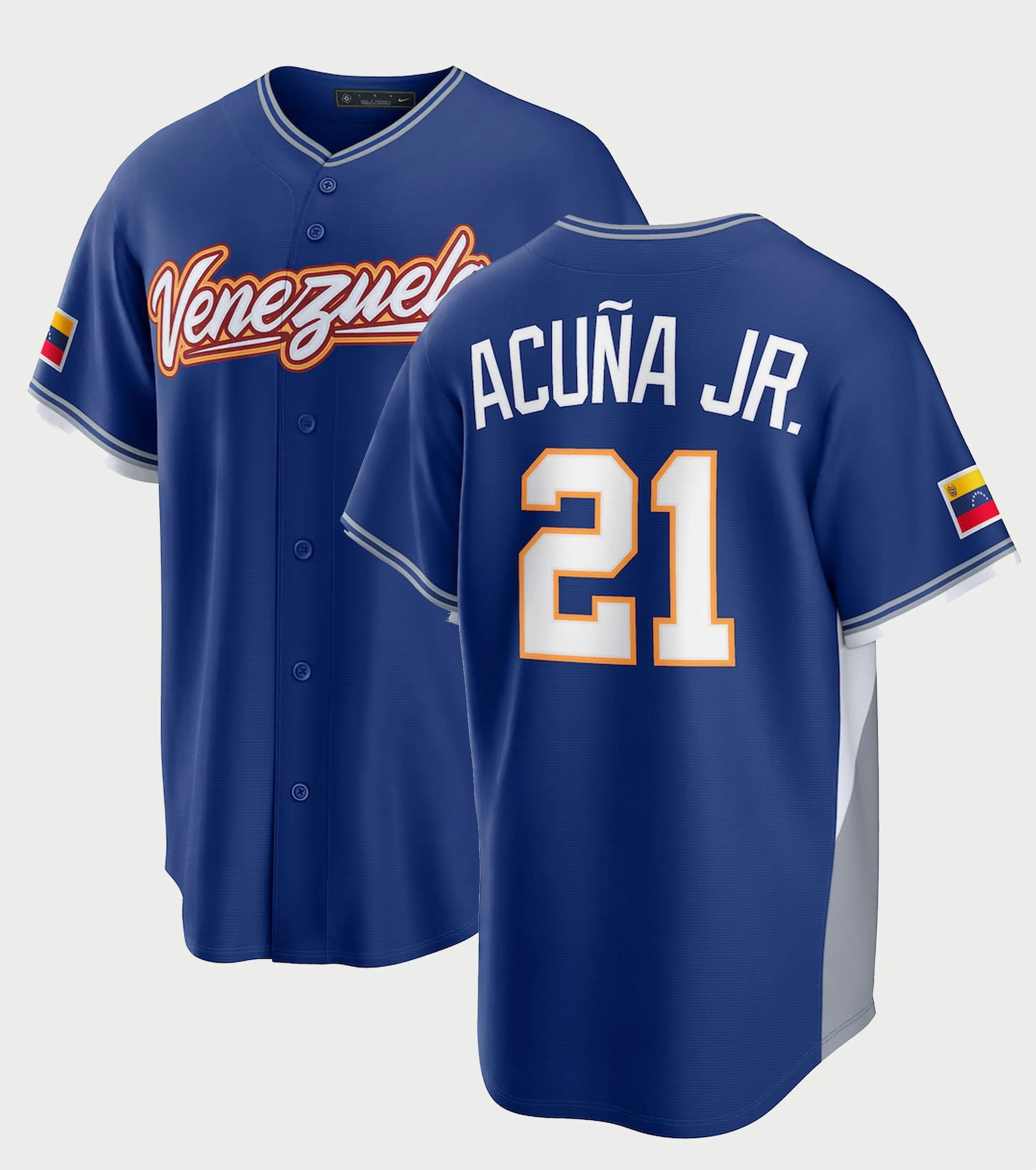 ALL MEMBER Men's Custom NEW #21 RoyalWhiteVenezuela Baseball 2026 World Baseball Classic Road Stadium Jersey, Vintage Streetwear Baseball Jersey - Casual Baseball Jersey Outfits - Unisex - Trendy Baseball Jerseys #tiktokfashion #gamedayfit #USA #baseball