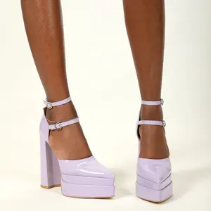 Lavender Platform Heels Mid Heel (3-5 cm) Women High Heel