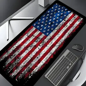 Retro American Flag Large Gaming Mouse Pad, Washable Rubber Extended Desk Mat with Non-Slip Base, Girly Aesthetic Home Office Decor, Mouse Pads for Desk, Christian Gifts for Women, Extended Mousepad