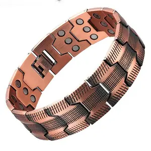 Tire pattern men's copper bracelet, 3 super magnetic bracelets, 99.99% pure copper, men's negative ion energy body bracelet jewelry for  gifts christmas surprise husband valentine balance hip-hop style fashion item ultra perfect stress-free holiday gift b