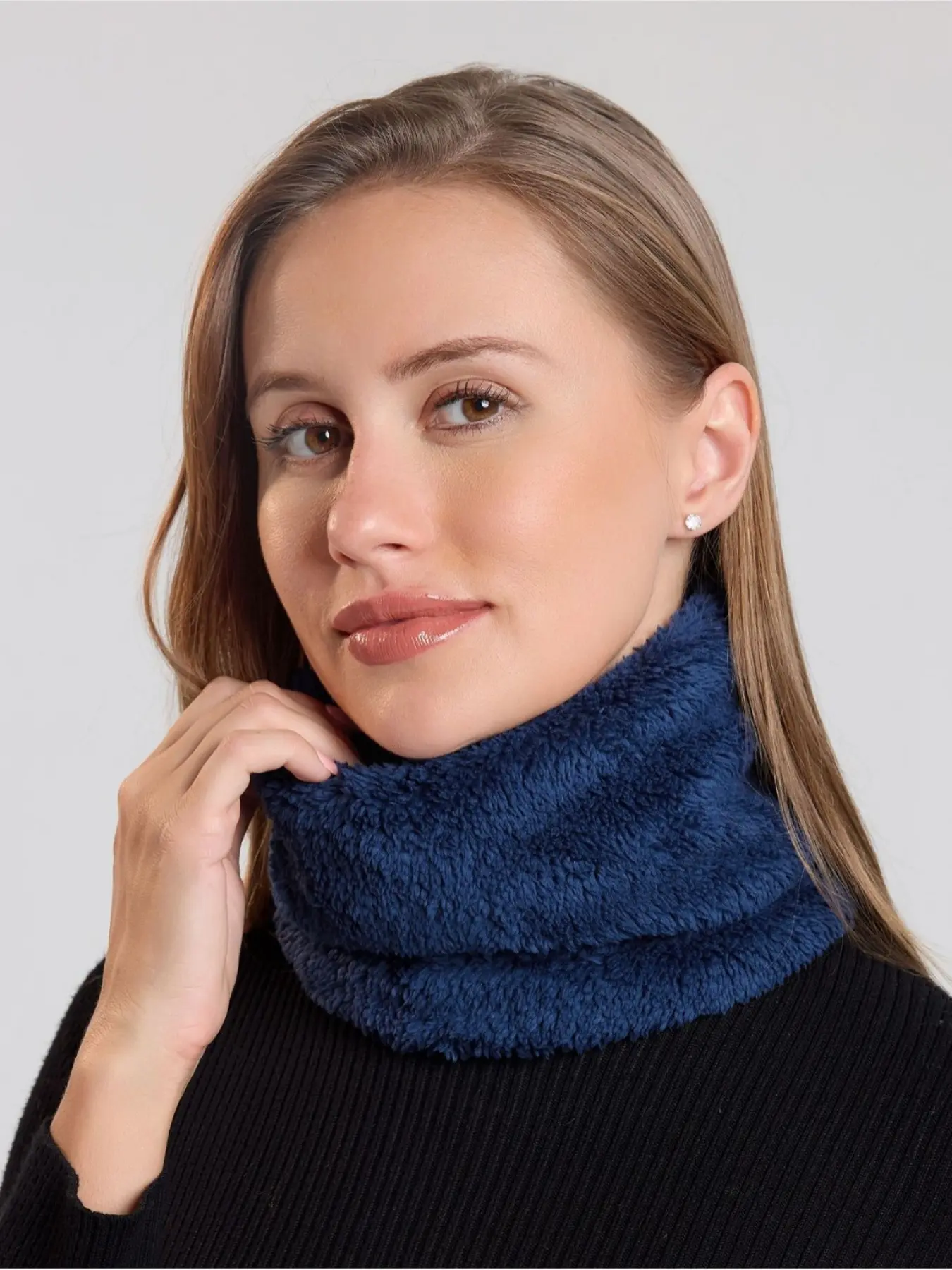 New Winter Warm Neck Warmer Women's Neck Sleeve Versatile Solid Color High Neck Scarf Thick Windproof Neck Protection Neck Warmer Fluffy Soft Scarf
