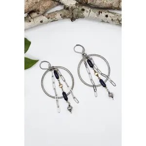 One of a Kind: Triple Chain Navy Earrings