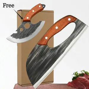 [2pcs] Hand-forged stainless steel kitchen knife - sharp and durable meat/chef's knife, ergonomic non-slip handle, precision boning knife and small chef's knife - the perfect Father's Day gift. Friendship Set