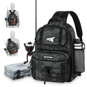 KastKing BaitSpace Fishing Sling Bag, Fishing Backpack with Rod & Beverage Holder, Tackle Bag for Fishing Gear SummerVibes