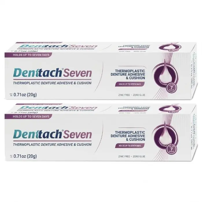 Denture Adhesive, Thermoplastic Denture Adhesive, Up to 7 Days Comfortable, Secure Denture Grip, Cushion and Soft Reliner, Waterproof, Non Glue, Zinc Free, Denture Reliner (Pack of 2)